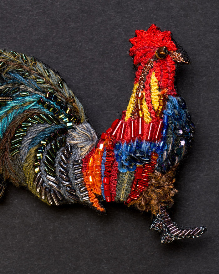 Rooster Beaded Brooch Pin - Trovelore