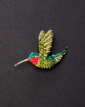 Ruby Throated Hummingbird Beaded Brooch Pin - Trovelore