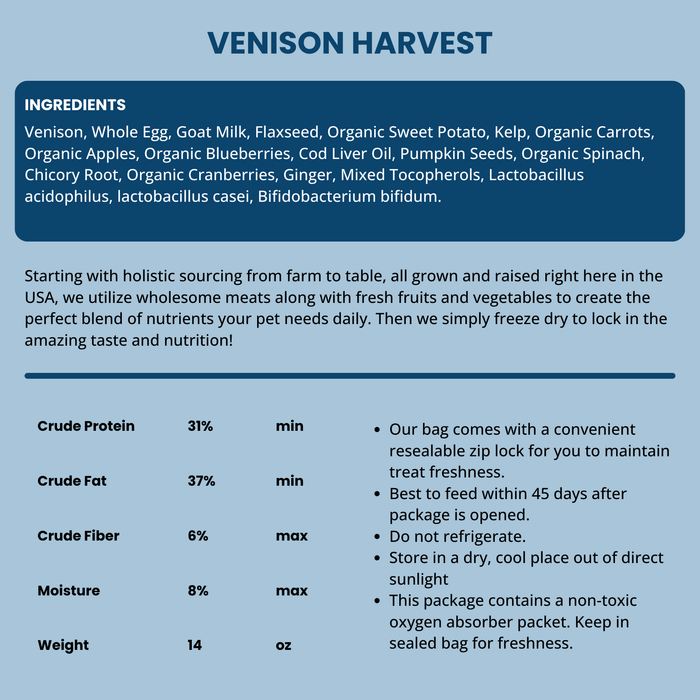Shepherd Boy Farms Venison Harvest Freeze Dried Dog Food
