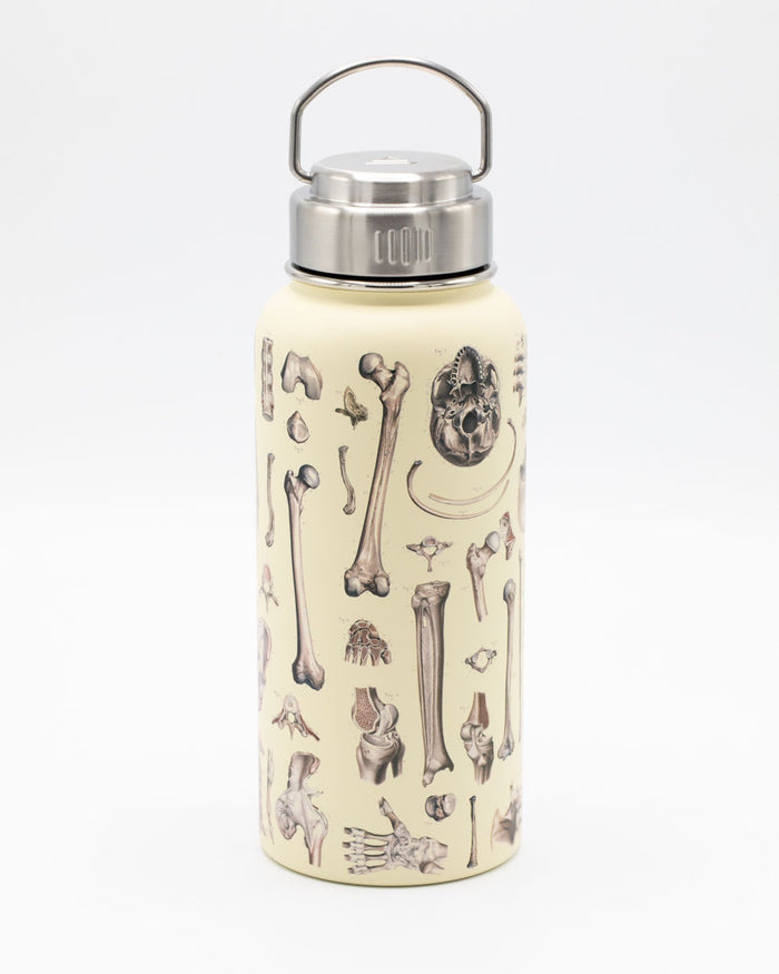 A Skeleton 32 oz Steel Bottle with Cognitive Surplus on it.