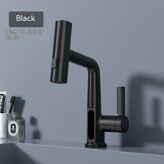 Intelligent Digital Display Faucet Pull-out Basin Faucet Temperature - LYDARZ