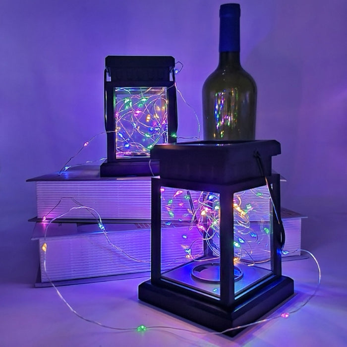 Solar LED String Light Starry Wind Lantern Festival Decoration Retro Copper Wire