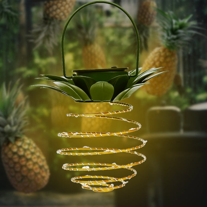 Solar Pineapple Lights with Simulation Surveillance Camera - Glare Anti-Thief LED Wall Lamp