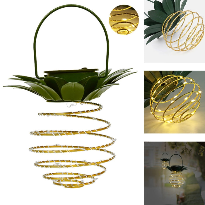 Solar Pineapple Lights with Simulation Surveillance Camera - Glare Anti-Thief LED Wall Lamp