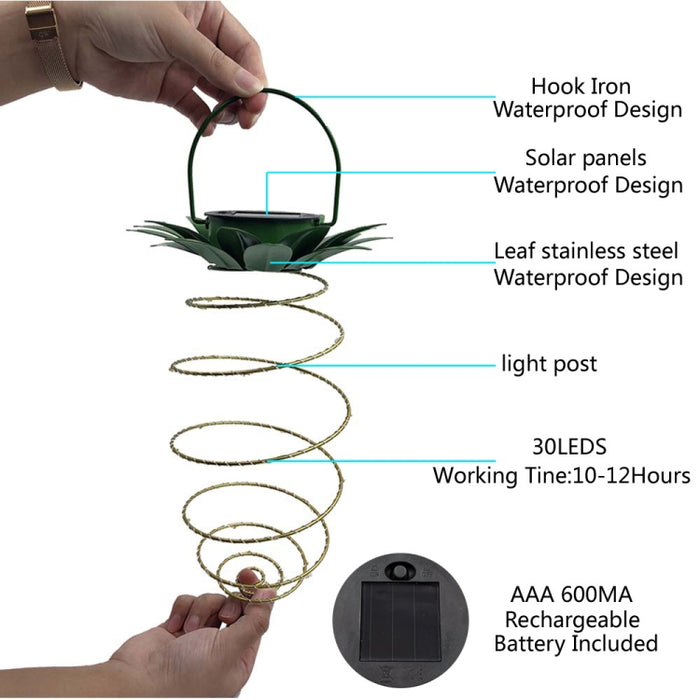 Solar Pineapple Lights with Simulation Surveillance Camera - Glare Anti-Thief LED Wall Lamp