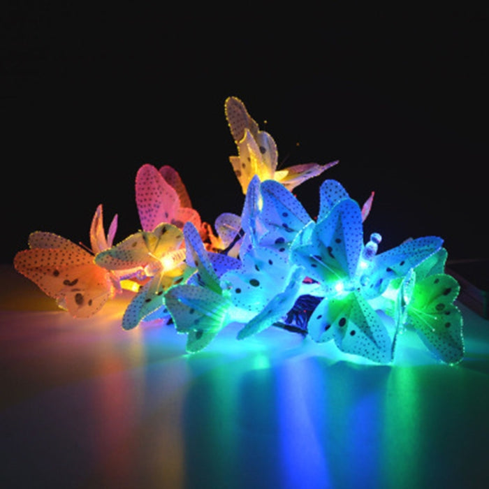 Solar Powered Fairy Lights - Butterfly Fiber Optic Waterproof Christmas Outdoor Garden Holiday String Lights