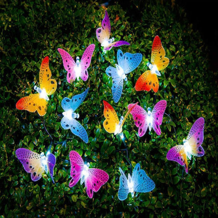 Solar Powered Fairy Lights - Butterfly Fiber Optic Waterproof Christmas Outdoor Garden Holiday String Lights