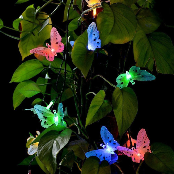 Solar Powered Fairy Lights - Butterfly Fiber Optic Waterproof Christmas Outdoor Garden Holiday String Lights