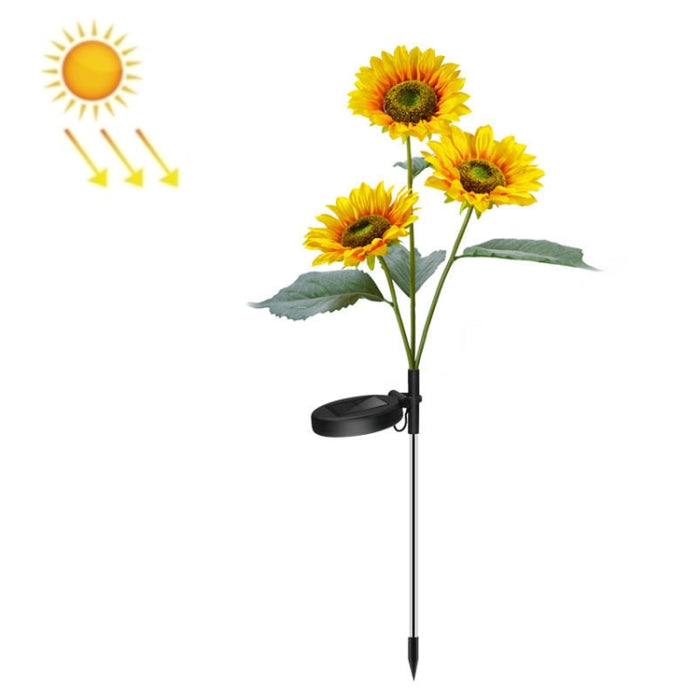 Solar Sunflower Garden Light - LED Decoration Light for Lawn and Landscape, Single Head and Three Heads