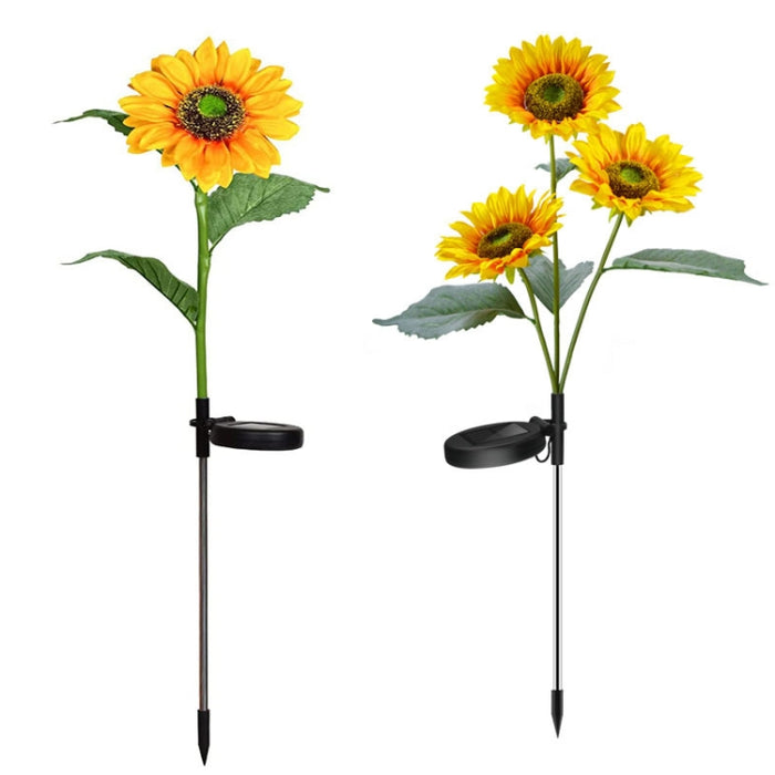 Solar Sunflower Garden Light - LED Decoration Light for Lawn and Landscape, Single Head and Three Heads