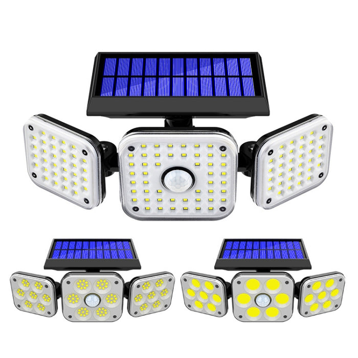 Solar Wall Lights - 3-Head Rotatable Waterproof Garden Street Lights for Outdoor Use