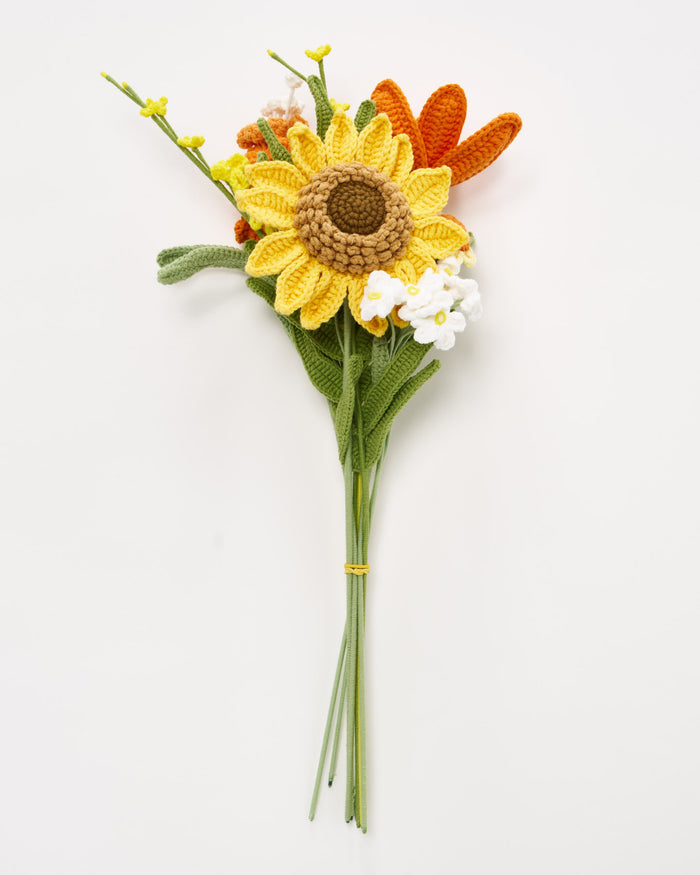 Sunset Citrus Burst Crochet Flower Handmade Bouquet