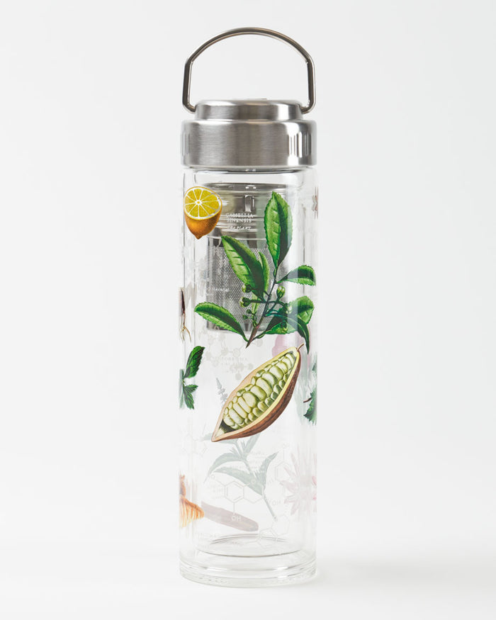 A Tea Chemistry Infuser water bottle with oranges and lemons on it, by Cognitive Surplus.