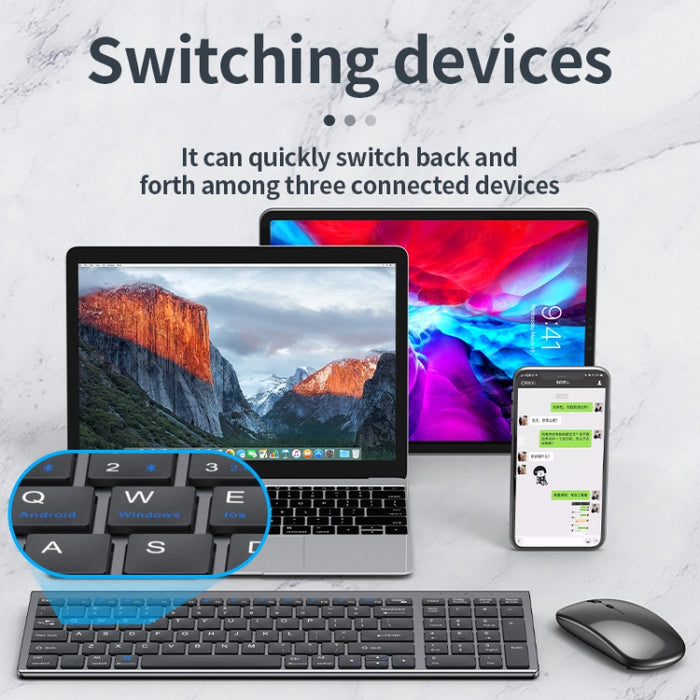 Three-mode Bluetooth Keyboard Mouse Set - 109 Wireless Bluetooth Keyboard Mouse Set