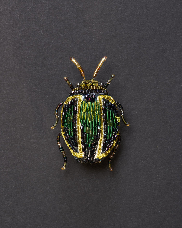 Tortoise Beetle Beaded Brooch Pin - Trovelore