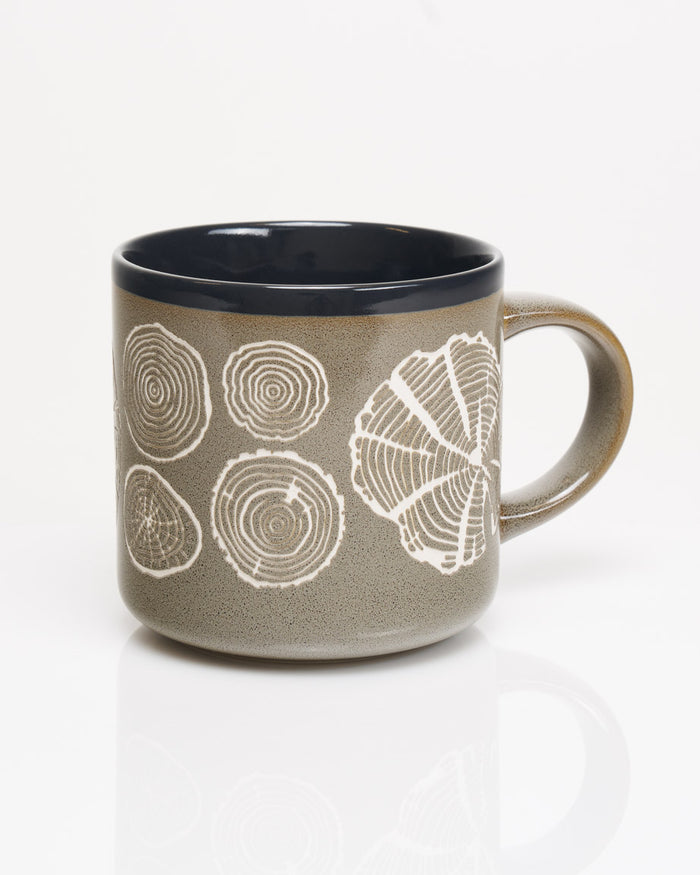 Tree Rings Hand Carved 15 oz Ceramic Mug