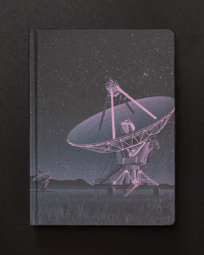 A Turn Skyward: Very Large Array Dark Matter Notebook with an image of a radio telescope, made by Cognitive Surplus.