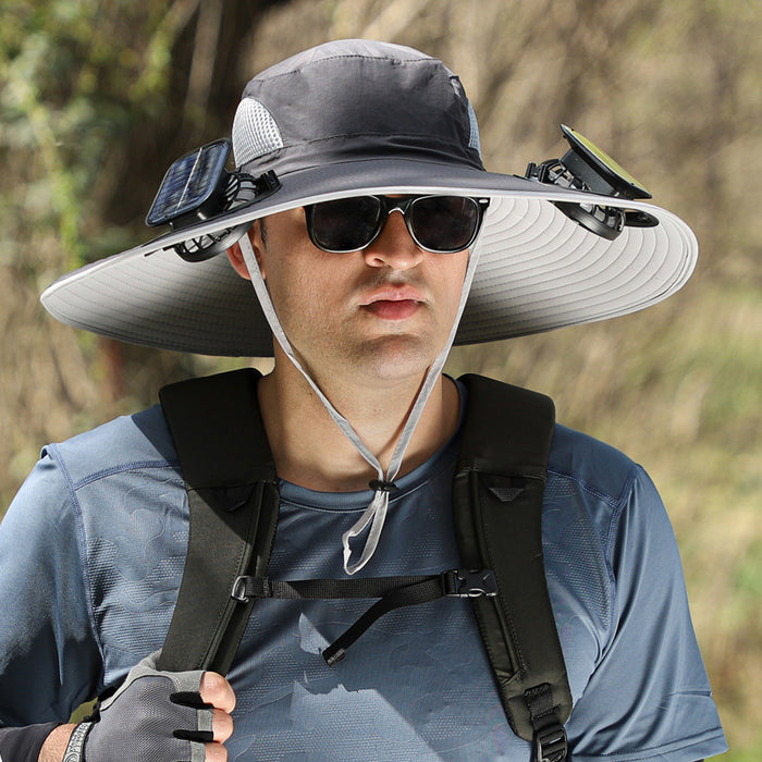 Twin Fan Solar Rechargeable Electric Fan Sun-shade Sun Protection Hat - LYDARZ