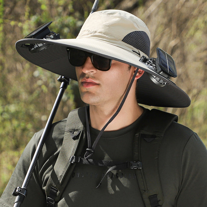 Twin Fan Solar Rechargeable Electric Fan Sun-shade Sun Protection Hat - LYDARZ