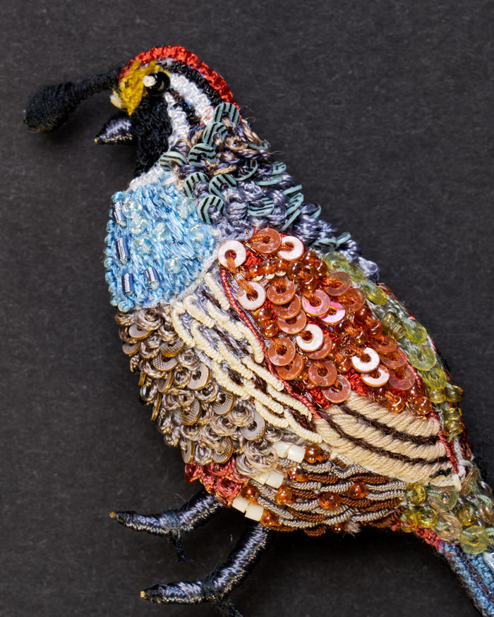 Valley Quail Beaded Brooch Pin - Trovelore