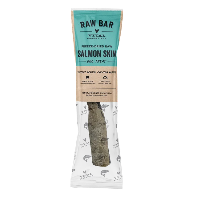 Vital Essentials Freeze-Dried Raw Bar Salmon Skins Single Ingredient Dog Chews