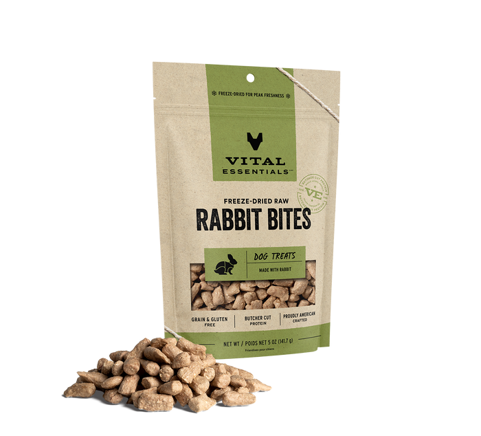 Vital Essentials Freeze Dried Raw Rabbit Bites Dog Treats
