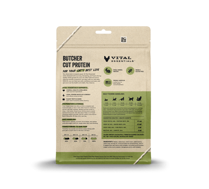 Vital Essentials Freeze-Dried Raw Rabbit Entree Mini Nibs Cat Food