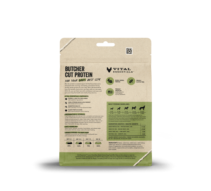Vital Essentials Freeze-Dried Raw Rabbit Entrée Mini Nibs Dog Food
