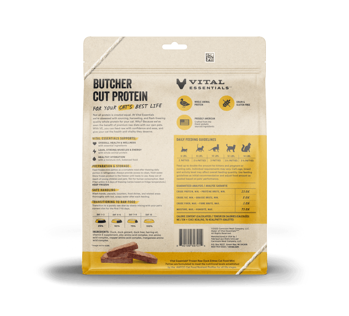 Vital Essentials Frozen Raw Duck Mini Patties Cat Food