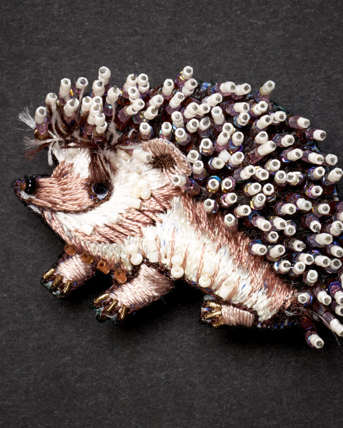 White-Breasted Hedgehog Brooch Pin - Trovelore
