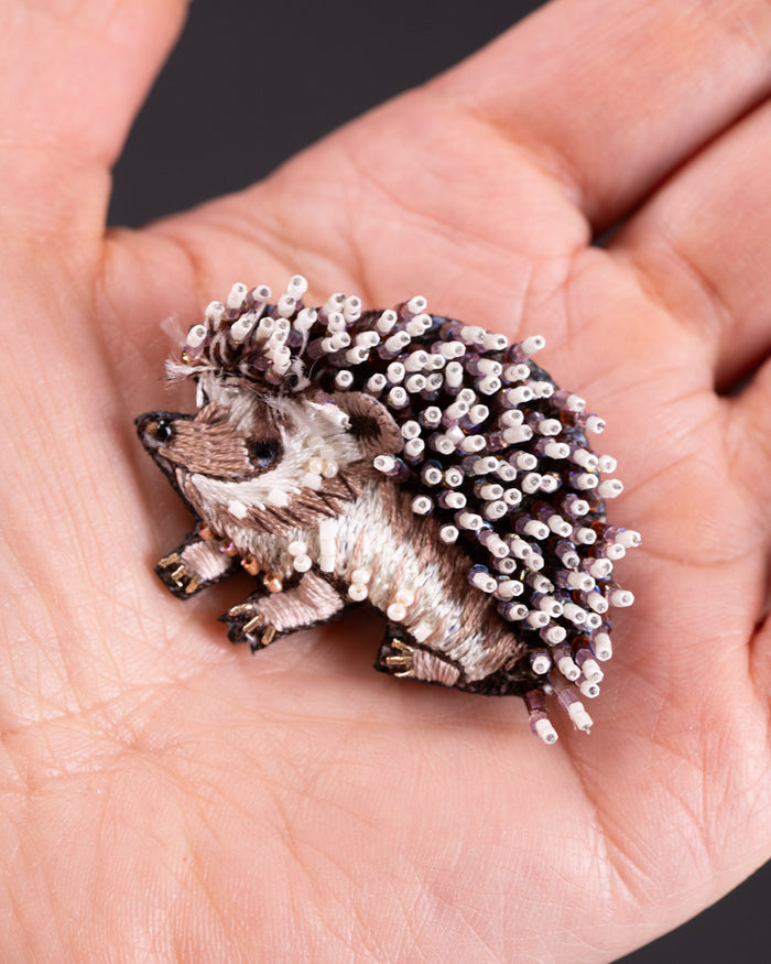 White-Breasted Hedgehog Brooch Pin - Trovelore