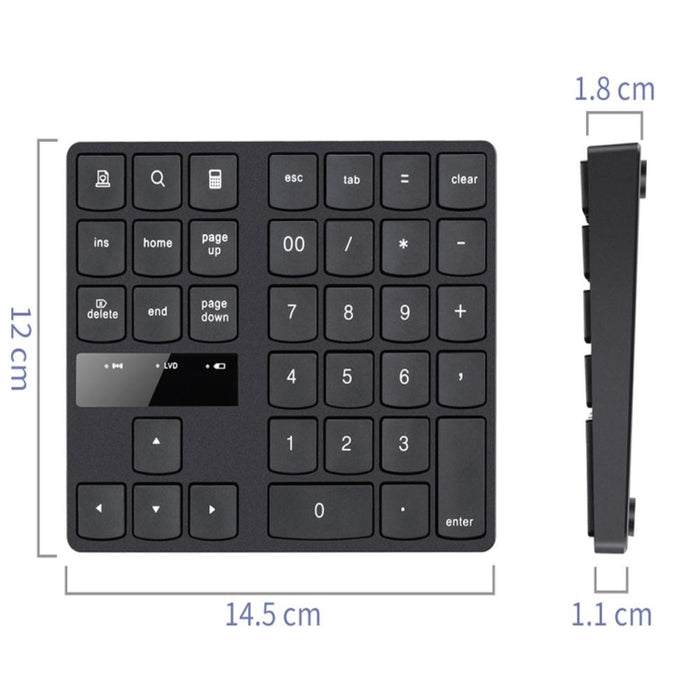 Wireless Numeric Keypad - 2.4G USB Rechargeable 35 Keys Mini Numpad for Notebook and Laptop