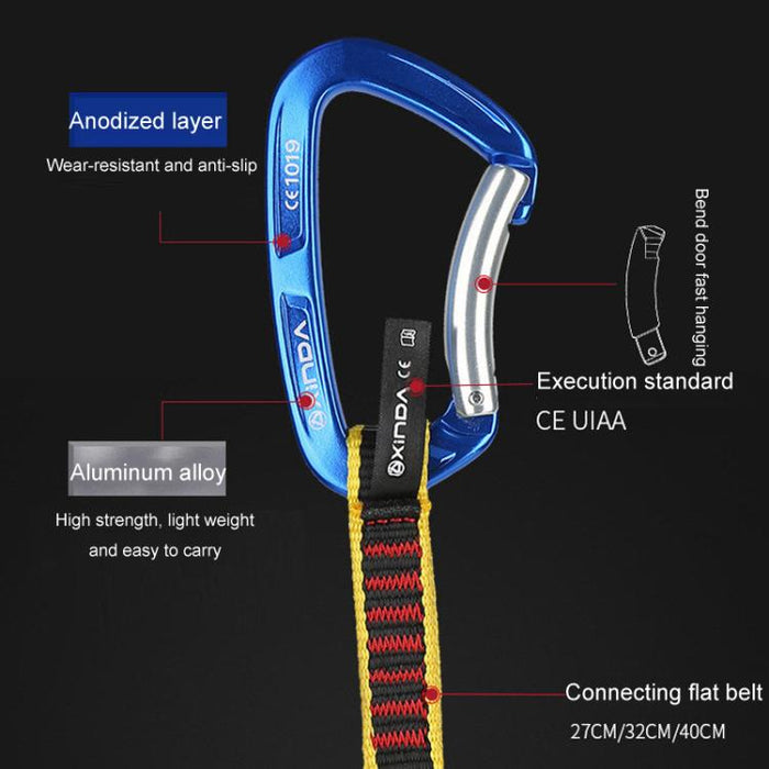 XINDA XD-CP05/06 Outdoor Climbing Safety Buckle for Mountaineering - Straight and Curved Door Fast Hanging with Flat Belt