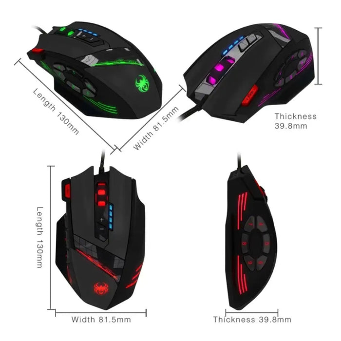 ZELOTES C12 Gaming Mouse - 12-Button Wired Ergonomic Design