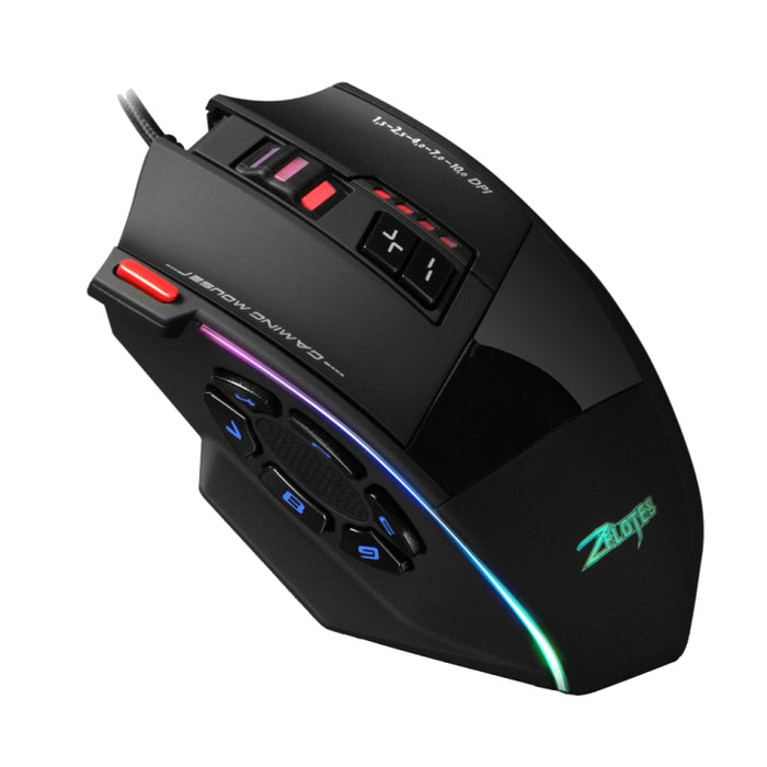 ZELOTES C13 RGB Gaming Mouse with 13 Keys, Macro Functions, and Custom Wired Design