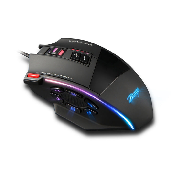 ZELOTES C13 RGB Gaming Mouse with 13 Keys, Macro Functions, and Custom Wired Design