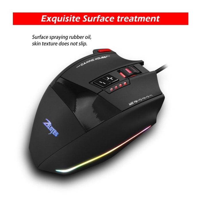ZELOTES C13 RGB Gaming Mouse with 13 Keys, Macro Functions, and Custom Wired Design