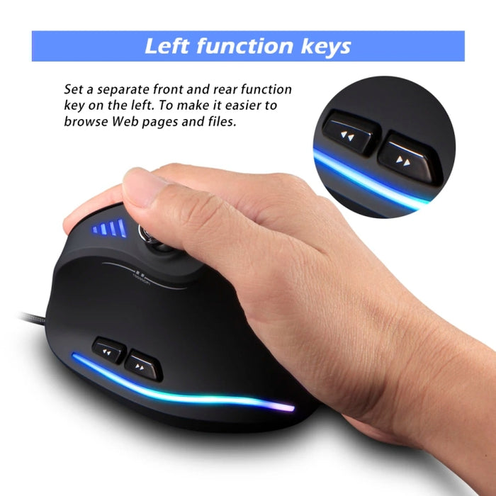 ZELOTES C18 RGB Vertical Gaming Mouse - 11-Keys Ergonomic Joystick Programming Wired Mouse