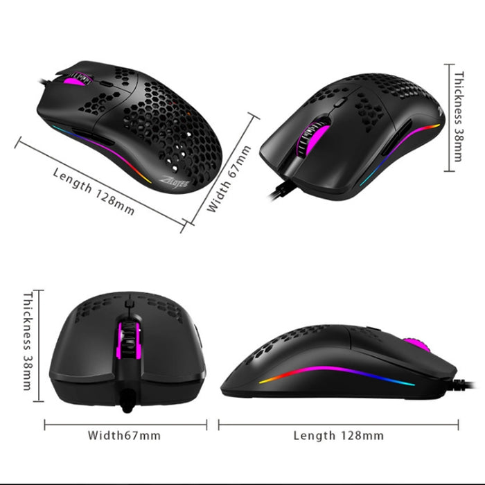 ZELOTES C7 RGB Mouse - Wired Gaming Mouse with 7 Buttons and Hollow Design