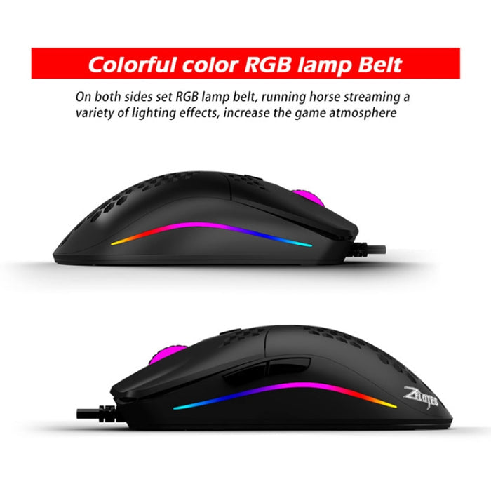 ZELOTES C7 RGB Mouse - Wired Gaming Mouse with 7 Buttons and Hollow Design