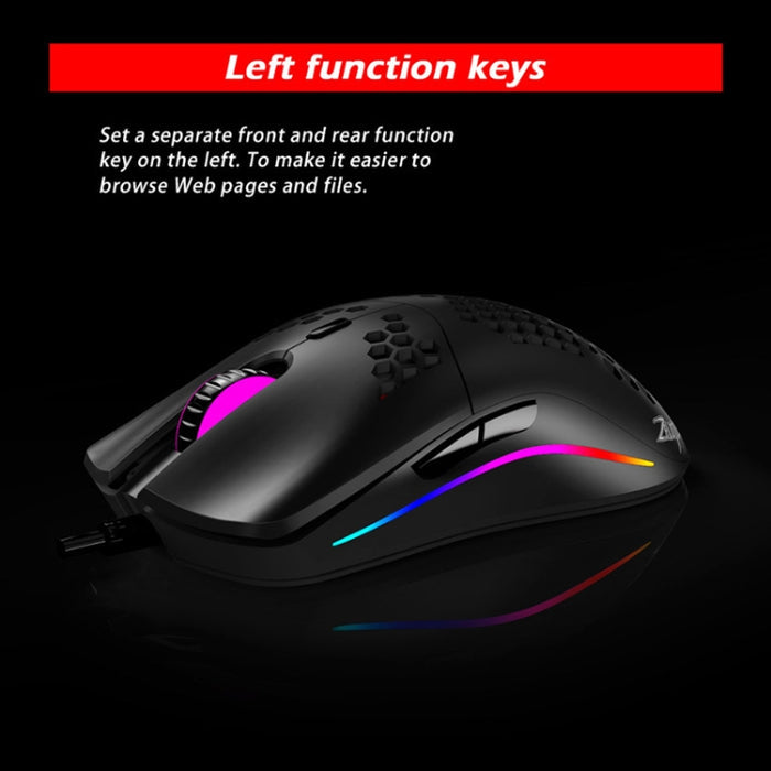 ZELOTES C7 RGB Mouse - Wired Gaming Mouse with 7 Buttons and Hollow Design