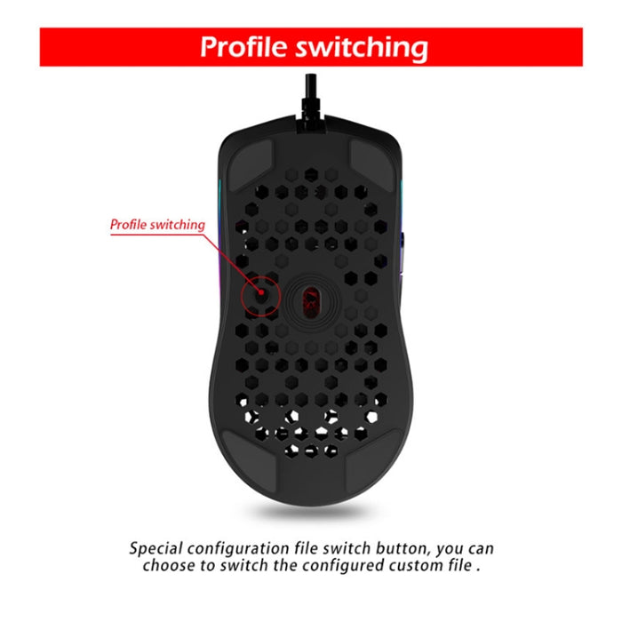ZELOTES C7 RGB Mouse - Wired Gaming Mouse with 7 Buttons and Hollow Design