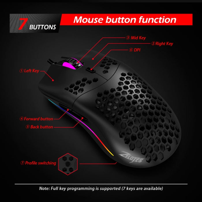 ZELOTES C7 RGB Mouse - Wired Gaming Mouse with 7 Buttons and Hollow Design