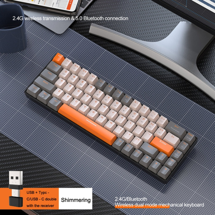 ZIYOU LANG K68 Mechanical Keyboard - 68 Keys Bluetooth Wireless Dual Model Ergonomic Design