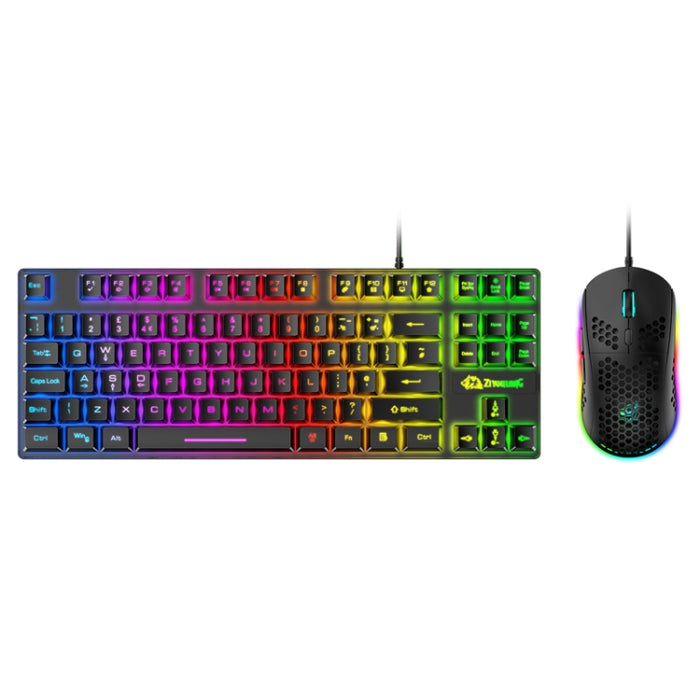 ZIYOU LANG T2 Keyboard Mouse Set - 88 Keys Mechanical Gaming Keyboard with Luminous Mouse Combo