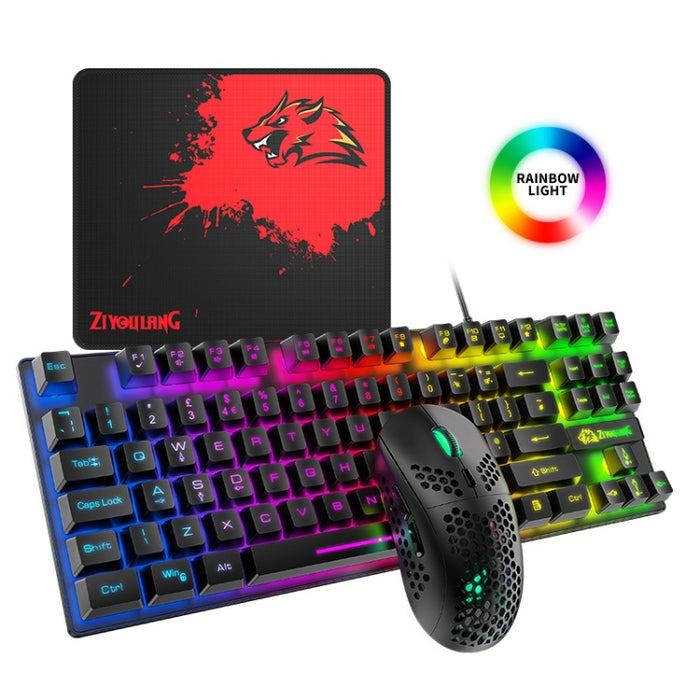 ZIYOU LANG T2 Keyboard Mouse Set - 88 Keys Mechanical Gaming Keyboard with Luminous Mouse Combo